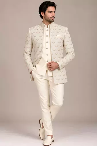 Beige open jodhpuri for man ::: bandhgala ethnic wear
