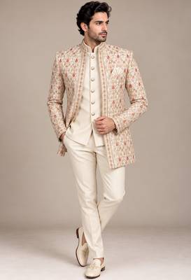 Gold maroon touchup open jodhpuri for man ::: bandhgala ethnic wear 1