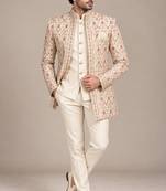 Gold maroon touchup open jodhpuri for man ::: bandhgala ethnic wear