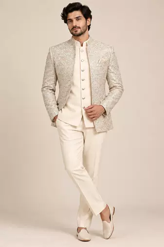 Beige open jodhpuri for man ::: bandhgala ethnic wear