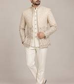 Gold beige jodhpuri for man ::: bandhgala ethnic wear
