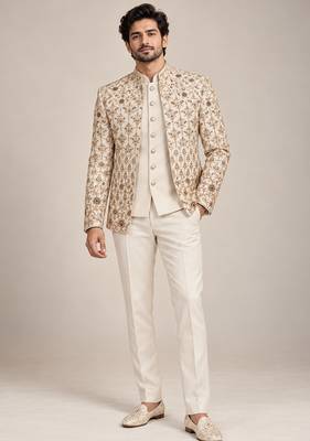Gold beige jodhpuri for man ::: bandhgala ethnic wear 1