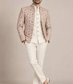 Beige maroon open jodhpuri for man ::: bandhgala ethnic wear