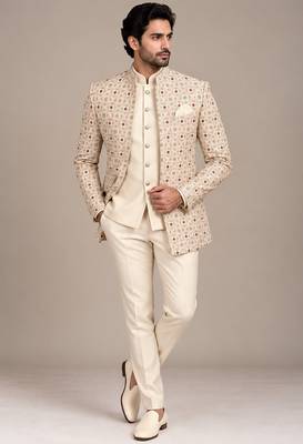 Pitch beige jodhpuri for man ::: bandhgala ethnic wear 1