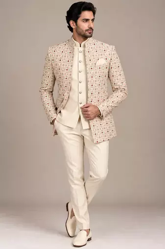 Pitch beige jodhpuri for man ::: bandhgala ethnic wear