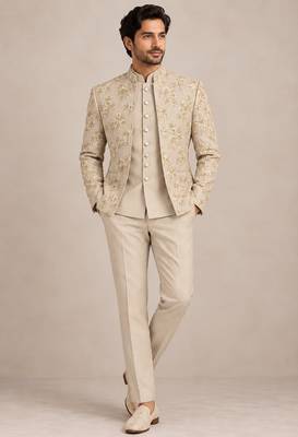 Beige open jodhpuri for man ::: bandhgala ethnic wear 1