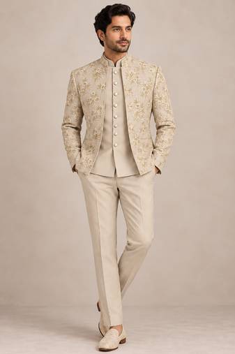Beige open jodhpuri for man ::: bandhgala ethnic wear