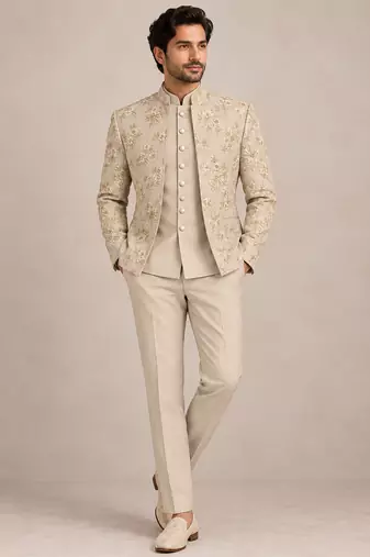 Beige open jodhpuri for man ::: bandhgala ethnic wear