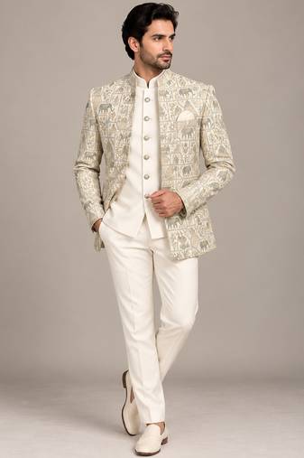 White open jodhpuri for man ::: bandhgala ethnic wear