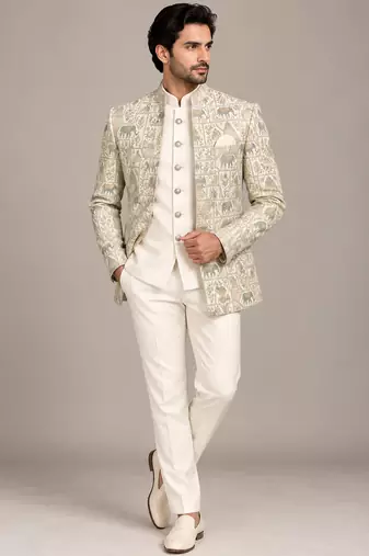 White open jodhpuri for man ::: bandhgala ethnic wear