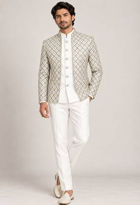 White grey open jodhpuri for man ::: bandhgala ethnic wear 1