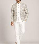 White grey open jodhpuri for man ::: bandhgala ethnic wear