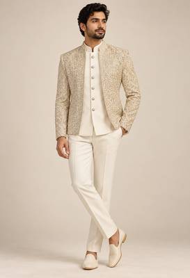 Golden beige jodhpuri for man ::: bandhgala ethnic wear 1