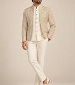 Golden beige jodhpuri for man ::: bandhgala ethnic wear