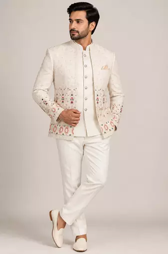 Beige open jodhpuri for man ::: bandhgala ethnic wear