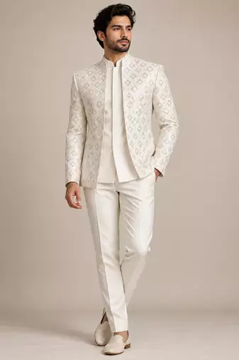 Beige open jodhpuri for man ::: bandhgala ethnic wear