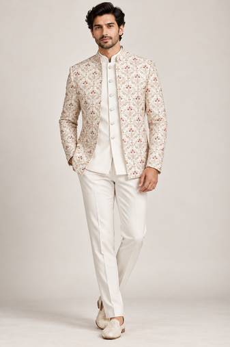 Beige jodhpuri for man ::: bandhgala ethnic wear