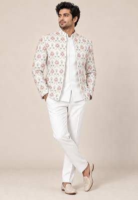 White maroon touchup open jodhpuri for man ::: bandhgala ethnic wear 1