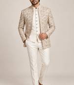 Beige pink touchup open jodhpuri for man ::: bandhgala ethnic wear