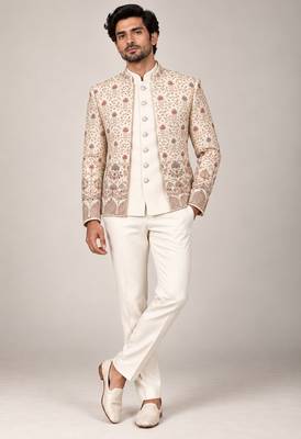 Golden beige open jodhpuri for man ::: bandhgala ethnic wear 1