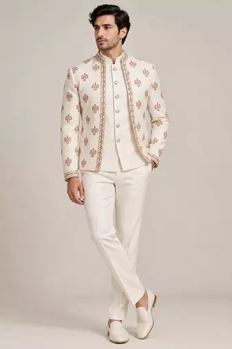 Beige maroontouchup open jodhpuri for man ::: bandhgala ethnic wear