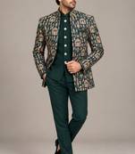 Green open jodhpuri for man ::: bandhgala ethnic wear