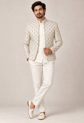 Beige gold touchup open jodhpuri for man ::: bandhgala ethnic wear 1
