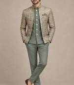 Pista green open jodhpuri for man ::: bandhgala ethnic wear