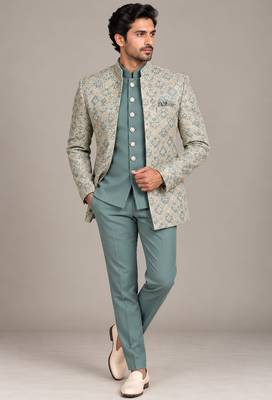 Sea green open jodhpuri for man ::: bandhgala ethnic wear 1