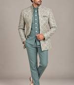 Sea green open jodhpuri for man ::: bandhgala ethnic wear