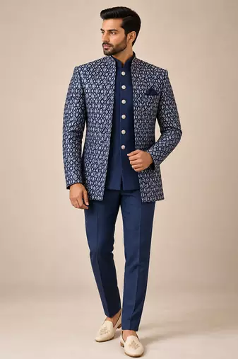 Blue open jodhpuri for man ::: bandhgala ethnic wear