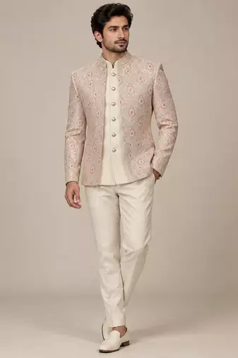 Pitch beige jodhpuri for man ::: bandhgala ethnic wear