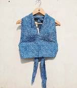 Blue-lehariya-back-knot-and-halter-neck-padded-cotton-top