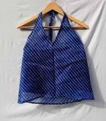 Blue-lehariya-halter-neck-kota-doria-top-kj0020