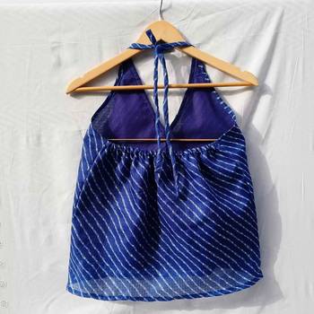 Blue-lehariya-halter-neck-kota-doria-top-kj0020 2