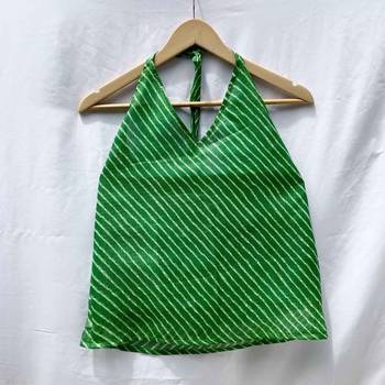 Green-lehariya-halter-neck-kota-doria-top-kj0021 1
