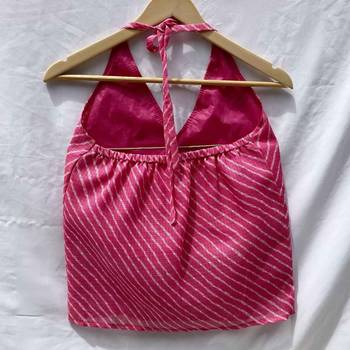 Pink-lehariya-halter-neck-kota-doria-top-kj0023 2