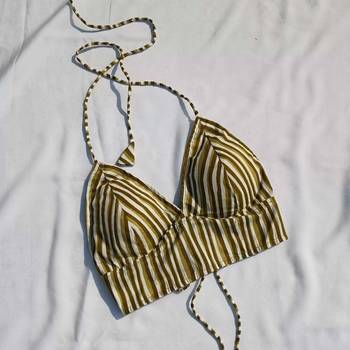Green-stripe-cotton-padded-bra-kj0028 1