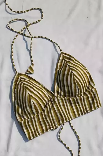 Green-stripe-cotton-padded-bra-kj0028