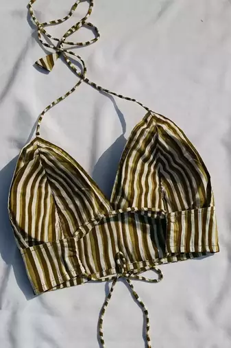 Green-stripe-cotton-padded-bra-kj0028
