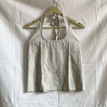 Grey-round-neck-halter-neck-cotton-khadi-top-kj0032 1