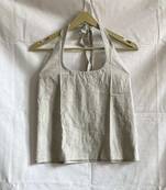 Grey-round-neck-halter-neck-cotton-khadi-top-kj0032