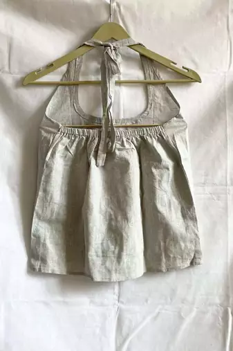 Grey-round-neck-halter-neck-cotton-khadi-top-kj0032