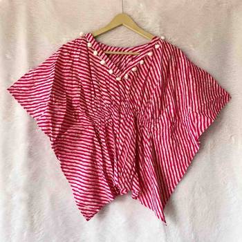 Pink-lehariya-kaftan-cotton-top-kj0036 1