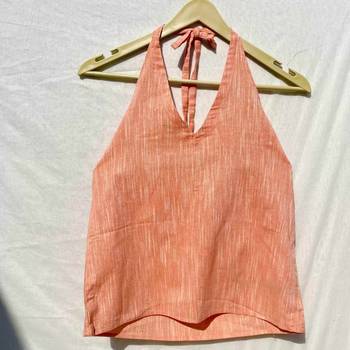 Peach-halter-neck-cotton-khadi-top-kj0040 1