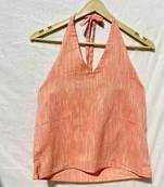 Peach-halter-neck-cotton-khadi-top-kj0040