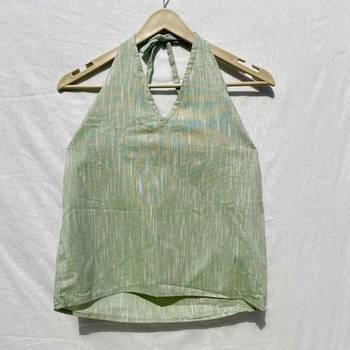 Green-halter-neck-cotton-khadi-top-kj0041 1