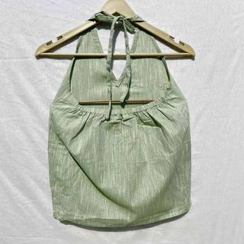 Green-halter-neck-cotton-khadi-top-kj0041 2