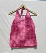Pink-lehariya-pattern-halter-neck-cotton-top-kj0042