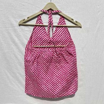 Pink-lehariya-pattern-halter-neck-cotton-top-kj0042 2